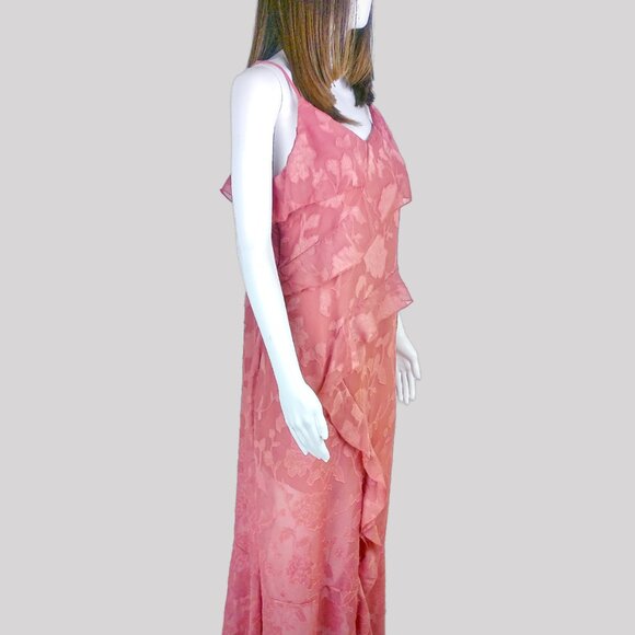 Pastel Powder Pink Mauve Ruffle Maxi Cami Dress - Picture 5 of 7